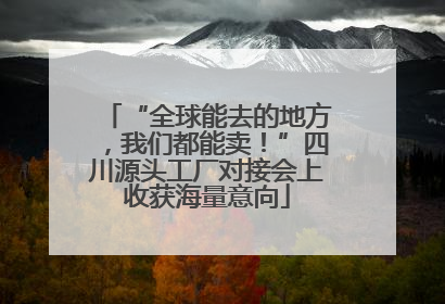 “全球能去的地方，我们都能卖！”四川源头工厂对接会上收获海量意向