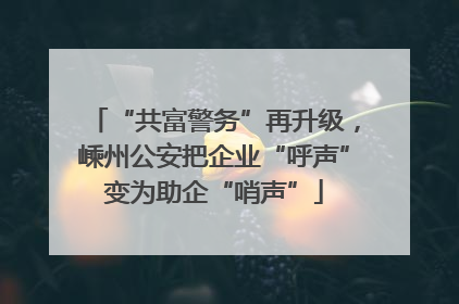 “共富警务”再升级，嵊州公安把企业“呼声”变为助企“哨声”