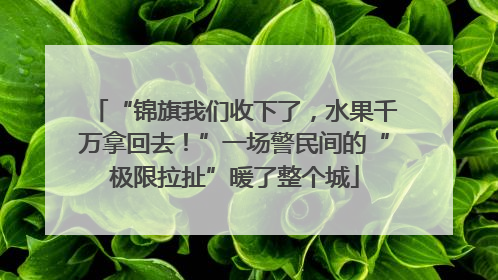 “锦旗我们收下了，水果千万拿回去！”一场警民间的“极限拉扯”暖了整个城