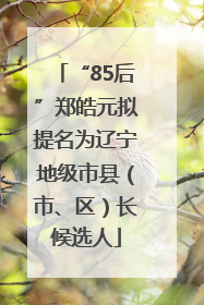 “85后”郑皓元拟提名为辽宁地级市县（市、区）长候选人