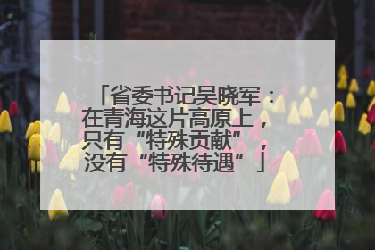 省委书记吴晓军：在青海这片高原上，只有“特殊贡献”，没有“特殊待遇”