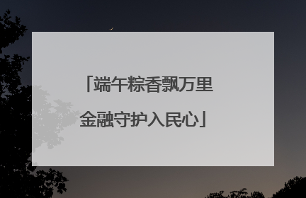 端午粽香飘万里 金融守护入民心