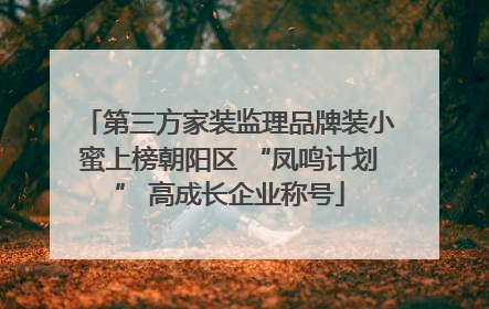 第三方家装监理品牌装小蜜上榜朝阳区 “凤鸣计划” 高成长企业称号