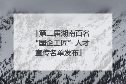 第二届湖南百名“国企工匠”人才宣传名单发布