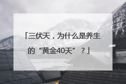 三伏天，为什么是养生的“黄金40天”？