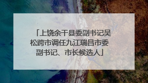 上饶余干县委副书记吴松跨市调任九江瑞昌市委副书记、市长候选人