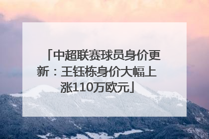 中超联赛球员身价更新：王钰栋身价大幅上涨110万欧元