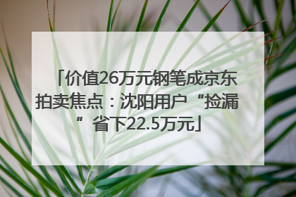 价值26万元钢笔成京东拍卖焦点：沈阳用户“捡漏”省下22.5万元