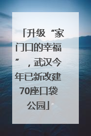 升级“家门口的幸福”，武汉今年已新改建70座口袋公园