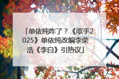 单依纯咋了？《歌手2025》单依纯改编李荣浩《李白》引热议