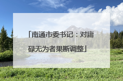 南通市委书记：对庸碌无为者果断调整