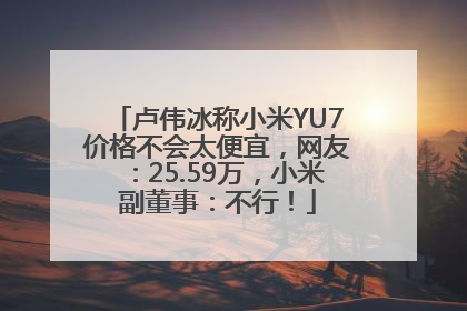 卢伟冰称小米YU7价格不会太便宜，网友：25.59万，小米副董事：不行！