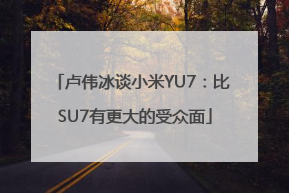 卢伟冰谈小米YU7：比SU7有更大的受众面