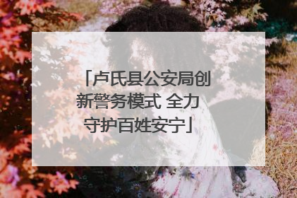 卢氏县公安局创新警务模式 全力守护百姓安宁