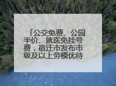 公交免费、公园半价、就医免挂号费，宿迁市发布市级及以上劳模优待服务清单