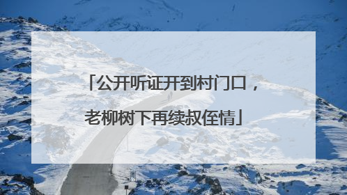 公开听证开到村门口，老柳树下再续叔侄情