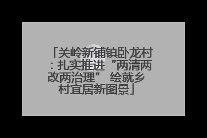 关岭新铺镇卧龙村：扎实推进“两清两改两治理” 绘就乡村宜居新图景