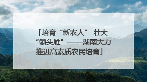 培育“新农人” 壮大“领头雁”——湖南大力推进高素质农民培育