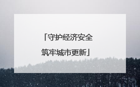 守护经济安全 筑牢城市更新