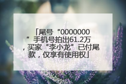 尾号“0000000”手机号拍出61.2万，买家“李小龙”已付尾款，仅享有使用权