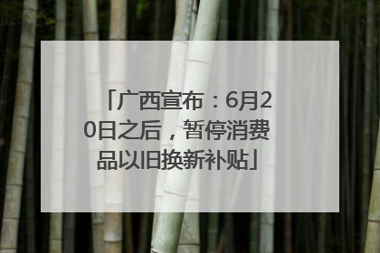广西宣布：6月20日之后，暂停消费品以旧换新补贴