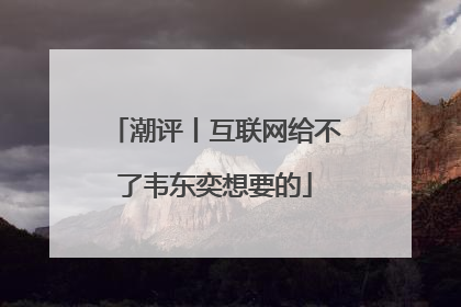 潮评丨互联网给不了韦东奕想要的