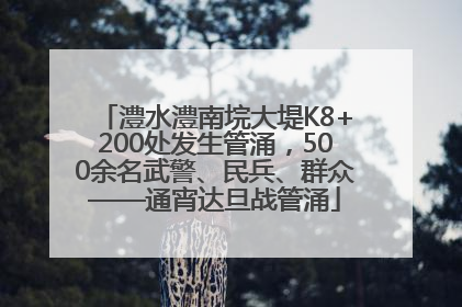 澧水澧南垸大堤K8+200处发生管涌，500余名武警、民兵、群众——通宵达旦战管涌