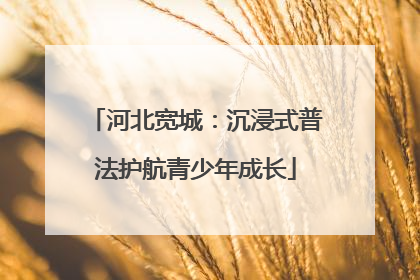 河北宽城：沉浸式普法护航青少年成长