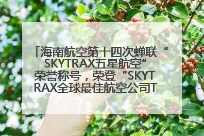海南航空第十四次蝉联“SKYTRAX五星航空”荣誉称号，荣登“SKYTRAX全球最佳航空公司TOP10”榜单