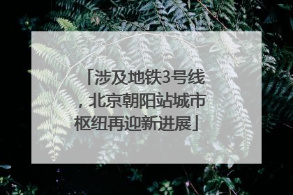 涉及地铁3号线，北京朝阳站城市枢纽再迎新进展