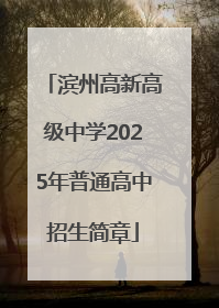 滨州高新高级中学2025年普通高中招生简章