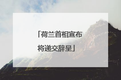 荷兰首相宣布将递交辞呈