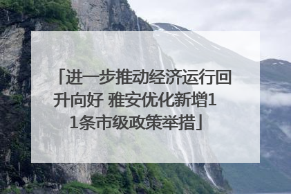 进一步推动经济运行回升向好 雅安优化新增11条市级政策举措