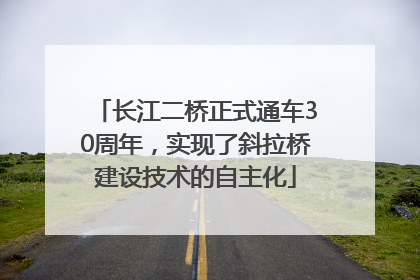 长江二桥正式通车30周年，实现了斜拉桥建设技术的自主化