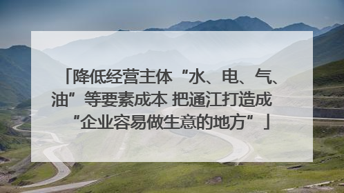 降低经营主体“水、电、气、油”等要素成本 把通江打造成“企业容易做生意的地方”