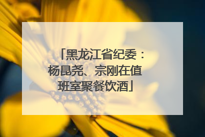 黑龙江省纪委：杨昆尧、宗刚在值班室聚餐饮酒