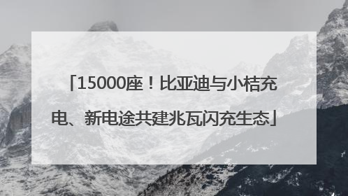 15000座！比亚迪与小桔充电、新电途共建兆瓦闪充生态