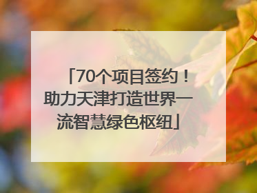 70个项目签约！助力天津打造世界一流智慧绿色枢纽