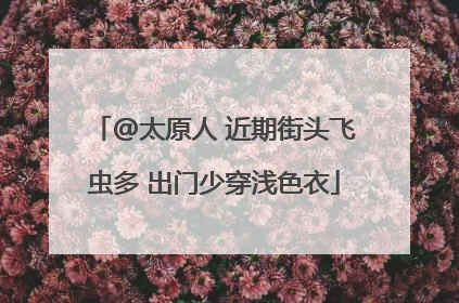 @太原人 近期街头飞虫多 出门少穿浅色衣