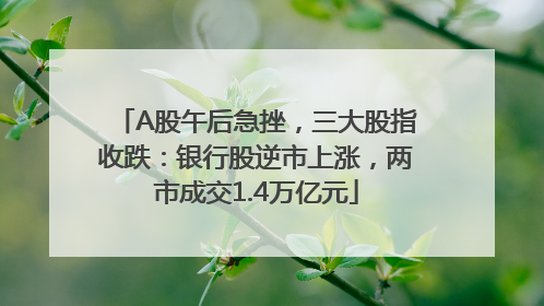 A股午后急挫，三大股指收跌：银行股逆市上涨，两市成交1.4万亿元